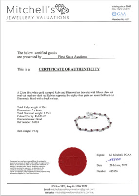 6.32ct Ruby and Diamond Bracelet - 4