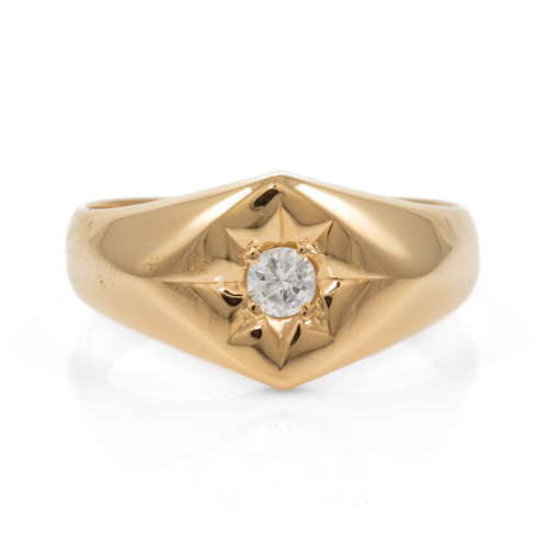 Diamond Signet Ring 18ct Yellow Gold