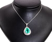 3.24ct Emerald and Diamond Pendant