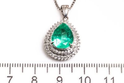 3.24ct Emerald and Diamond Pendant - 3