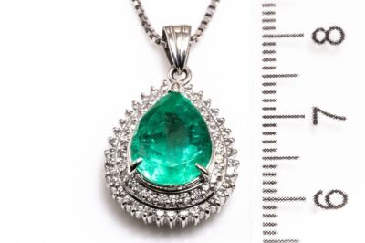 3.24ct Emerald and Diamond Pendant - 4