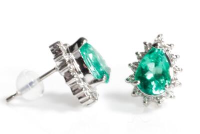 1.21ct Emerald and Diamond Earrings - 3