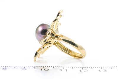 11.4mm Tahitian Pearl and Diamond Ring - 3