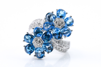 9.39ct Topaz and Diamond Flower Ring