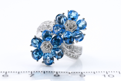 9.39ct Topaz and Diamond Flower Ring - 2