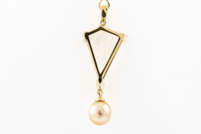 8.7mm Pearl and Rutilated Quartz Pendant - 5