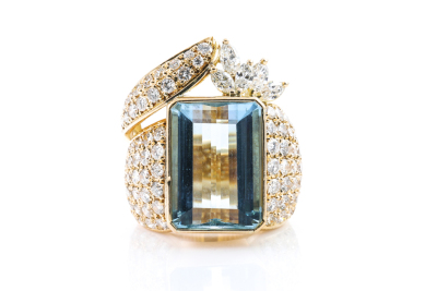 12.43ct Aquamarine and Diamond Ring