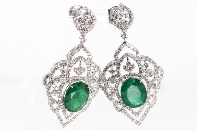 8.95ct Emerald and Diamond Earrings