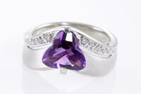 Platinum Amethyst and Diamond Ring