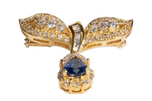 1.06ct Sapphire and Diamond Brooch