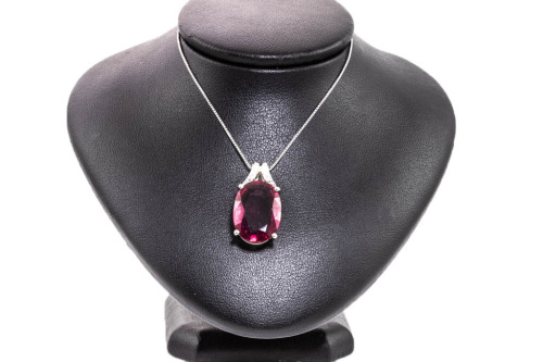 Rubellite and Diamond Pendant