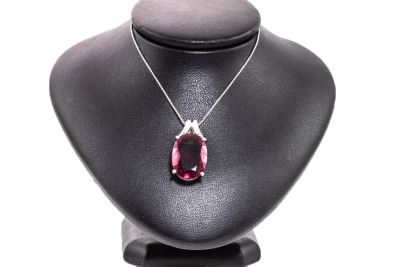 Rubellite and Diamond Pendant