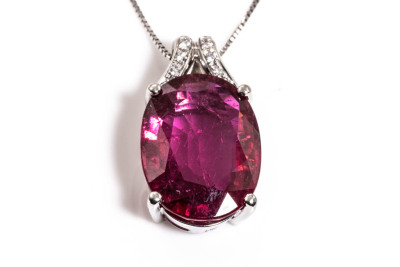 Rubellite and Diamond Pendant - 2