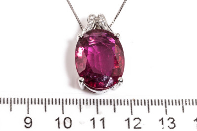 Rubellite and Diamond Pendant - 3