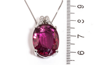 Rubellite and Diamond Pendant - 5