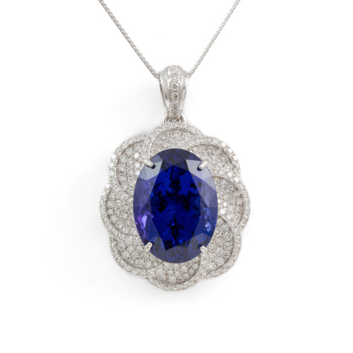 19.89ct Tanzanite and Diamond Pendant