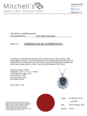 19.89ct Tanzanite and Diamond Pendant - 5