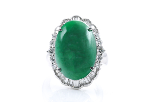 11.86ct Jadeite Jade and Diamond Ring