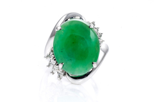 13.32ct Jadeite Jade and Diamond Ring