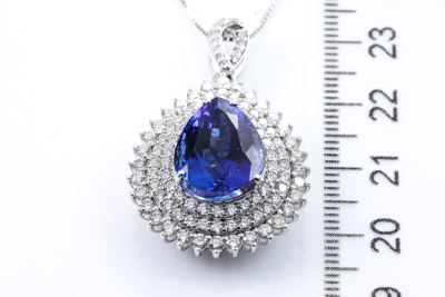 10.05ct Tanzanite and Diamond Pendant - 5