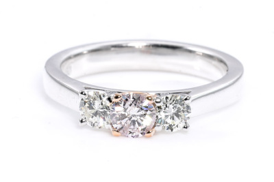 Natural Light Pink & white Diamond Ring