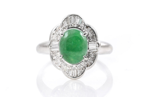 3.41ct Jade and Diamond Ring