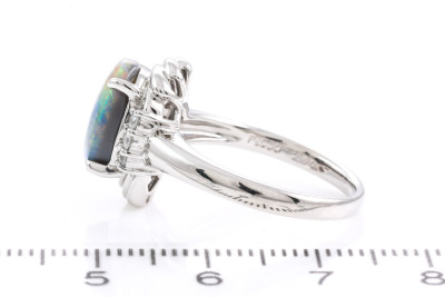 2.60ct Solid Black Opal and Diamond Ring - 3