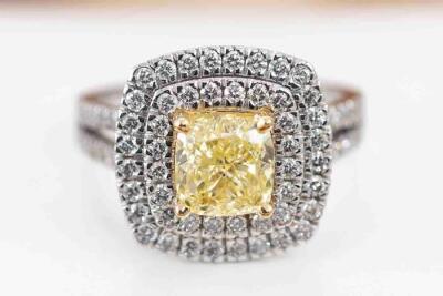 1.90ct Fancy Yellow Diamond Ring GIA SI2 - 3