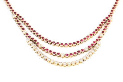 5.30ct Ruby and Diamond Necklace - 2
