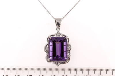 21.26ct Amethyst and Diamond Pendant - 3