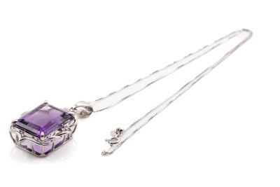 21.26ct Amethyst and Diamond Pendant - 7