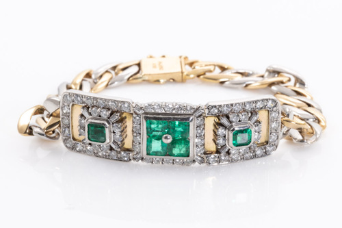 2.09ct Emerald and Diamond Bracelet