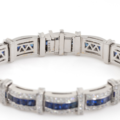 6.49ct Sapphire & 3.96ct Diamond Bracelet - 3