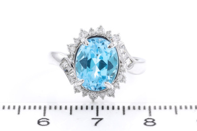 Topaz 3.66ct, Diamond & Platinum Ring - 2