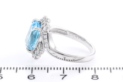 Topaz 3.66ct, Diamond & Platinum Ring - 3