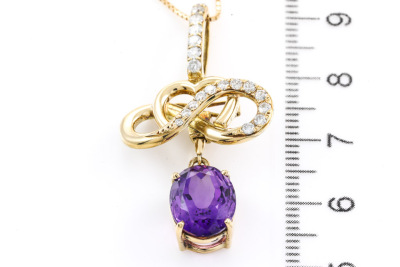 3.90ct Amethyst and Diamond Pendant - 9