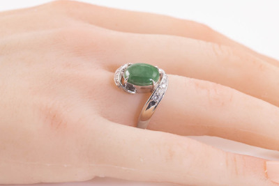 2.96ct Jade and Diamond Ring - 6