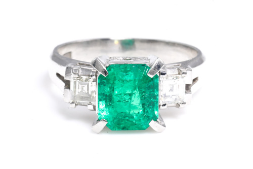 1.76ct Emerald and Diamond Ring