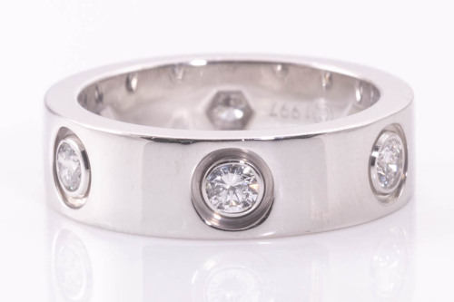 Cartier Love Diamond Wedding Band Ring 18K White Gold 0.19Cttw Size 4.5 |  eBay