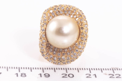 14.0mm Golden Pearl & Diamond Dress Ring - 2