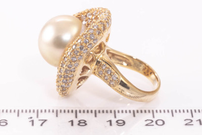 14.0mm Golden Pearl & Diamond Dress Ring - 3