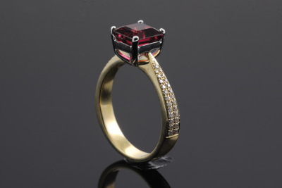 Emerald Cut Tourmaline & Diamond Ring - 5