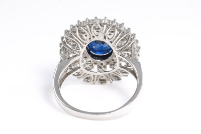 2.98ct Blue Sapphire and Diamond Ring - 5