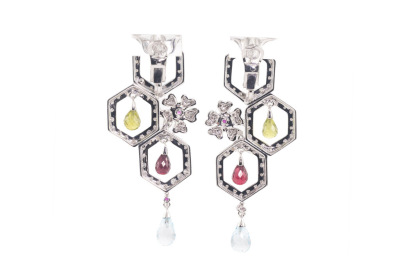 Mixed Gemstones and Diamond Earrings - 5