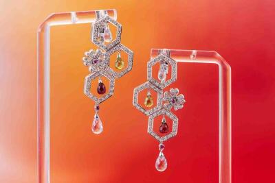 Mixed Gemstones and Diamond Earrings - 6
