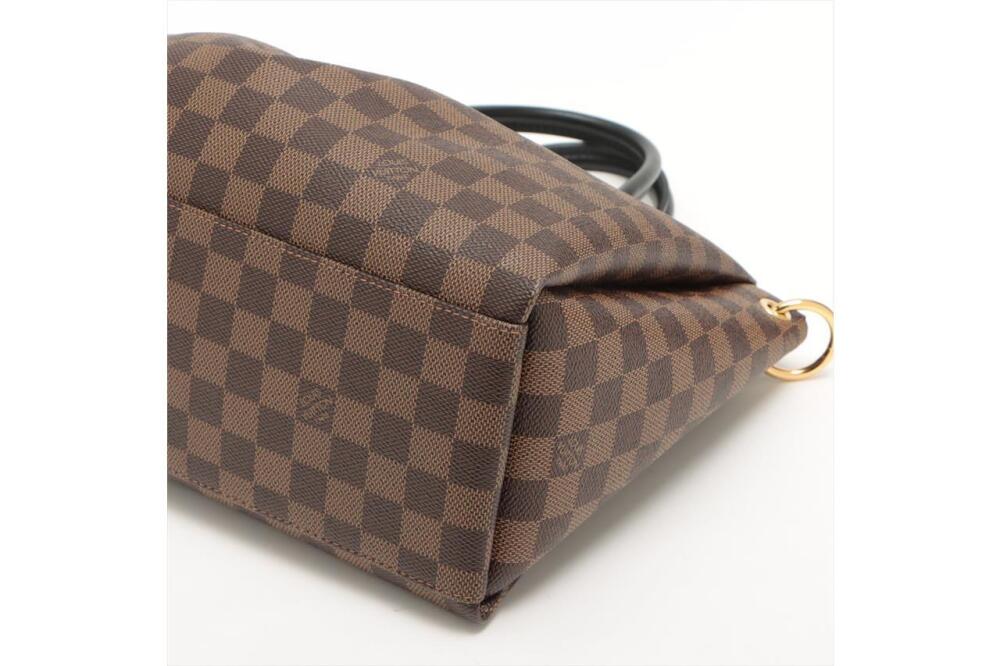 LOUIS VUITTON Odeon MM Damier Ebene Tote Bag Black/Brown