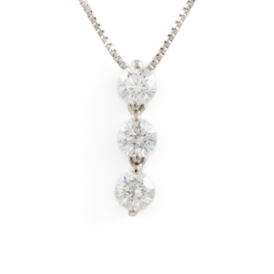 Three Diamond Platinum Pendant 0.99ct