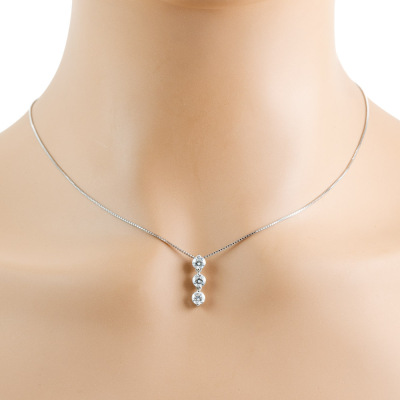 Three Diamond Platinum Pendant 0.99ct - 5