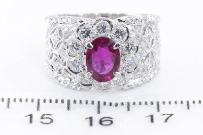 1.22ct Thai Ruby and Diamond Ring GIA - 2