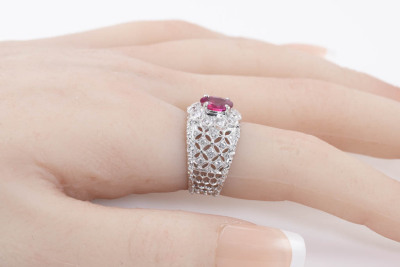 1.22ct Thai Ruby and Diamond Ring GIA - 7